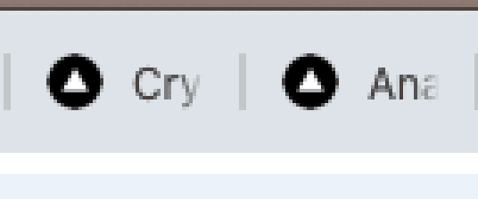 Chrome tab strip showing two tabs, each with a plain white triangle inside a black circle where a site icon should be